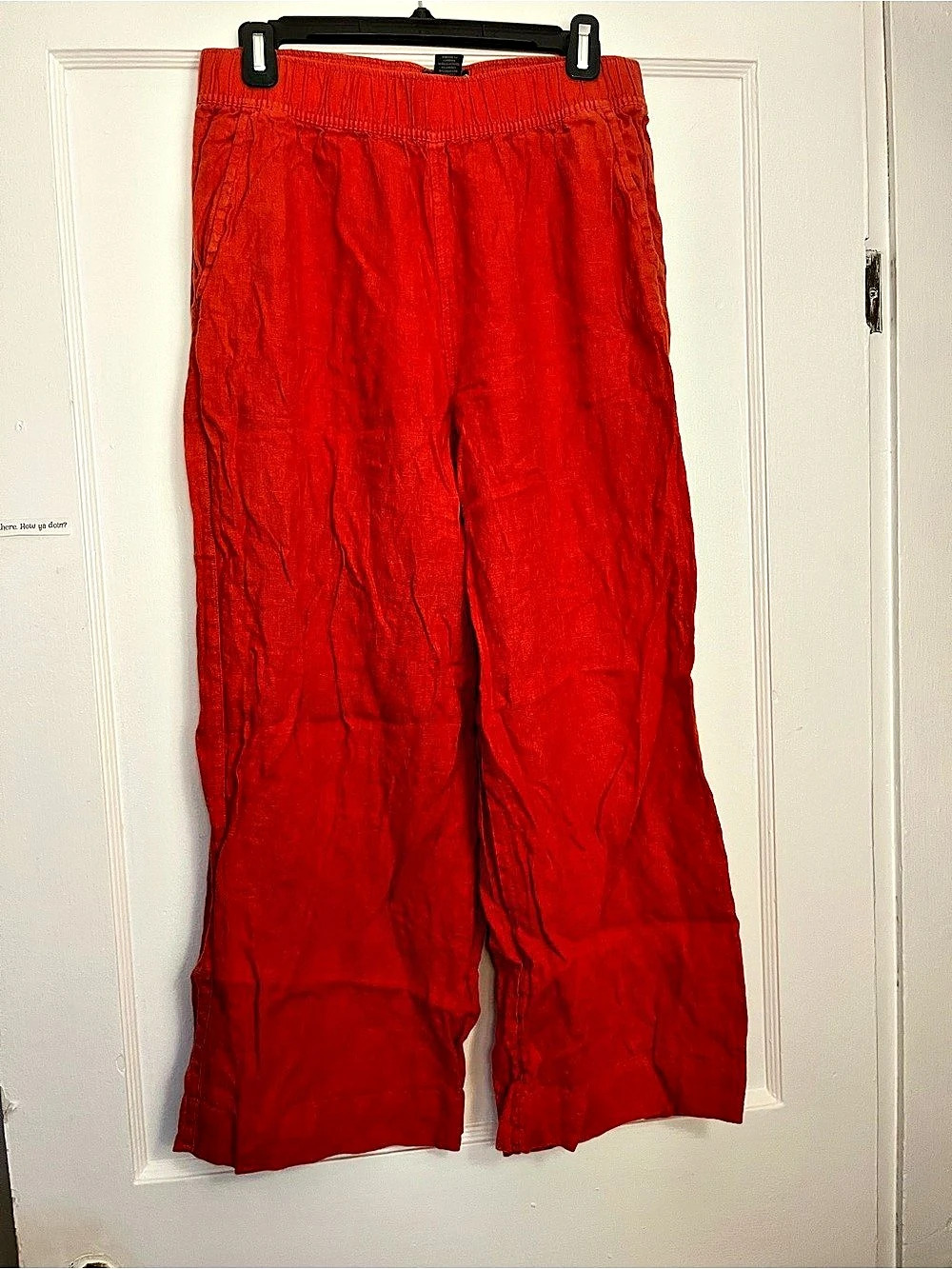 TAHARI Linen Wide Leg Pants in Orange Size Medium